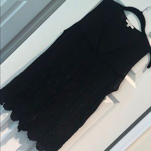 Black Swiss Dot Embroidered Tank - M